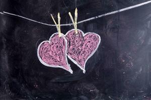 Hearts drawn with chalk photo