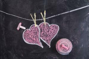 Hearts drawn with chalk photo