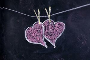 Hearts drawn with chalk photo