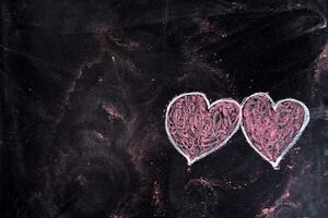 Hearts drawn with chalk photo