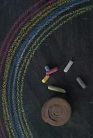 Rainbow drawn with chalk photo