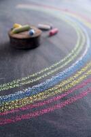 Rainbow drawn with chalk photo