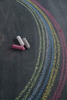 Rainbow drawn with chalk photo
