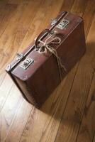 Old cardboard suitcase photo