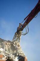 The controlled demolition of a house photo