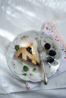 Tart with blackberry jam photo