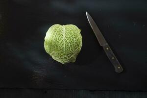 Fresh cabbage leaves photo