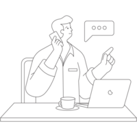 Telephone People Communication Outline 2D Illustration png