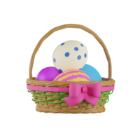 huevo en cesta Pascua de Resurrección 3d ilustraciones png