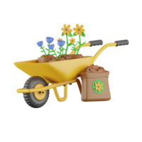 carrinho de mão agricultura e agricultura 3d ilustrações png