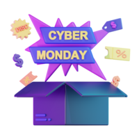 cyber måndag försäljning 3d illustration png