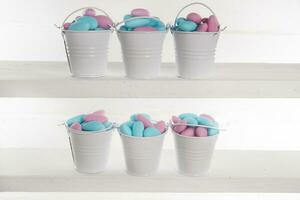 Blue and pink colored candy photo