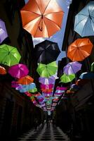 Umbrellas of different colors photo