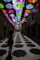 Umbrellas of different colors photo