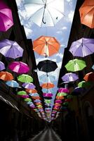 Umbrellas of different colors photo