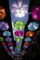 Umbrellas of different colors photo