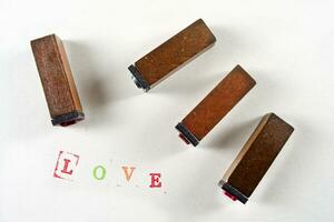 Written, love, with small stamps photo
