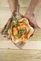 Chickpea and prawn cream photo