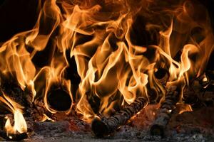 Fire and flames of wood photo