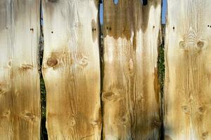 Fence made of wooden planks photo