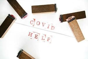 Stamps to write Covid-19 photo