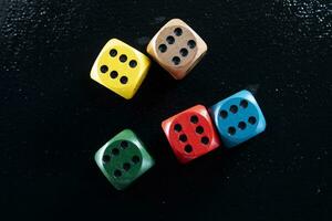 Set of colored playing dice photo