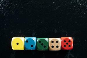 Set of colored playing dice photo