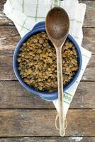 Preparation of the vegan sauce based on lentils photo