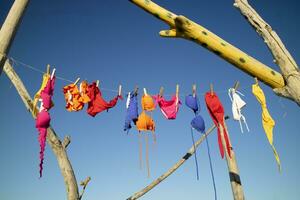 Women's swimsuit to dry on a free beach photo