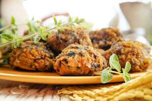 Falafel prepared with carrots and various spices photo