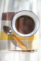 Vegan pudding with cocoa and soy milk photo