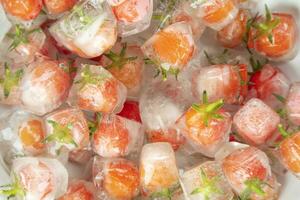 Frozen Pachino tomatoes for the preparation of aperitifs photo
