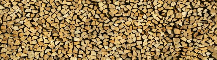 Panoramic view of a stack of firewood photo