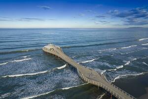 Aerial view at dawn of the pier of Lido di Camaiore Italy photo