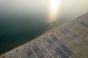 The equipped beach of Viareggio seen from above photo