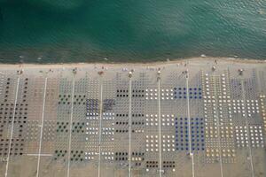 The equipped beach of Viareggio seen from above photo