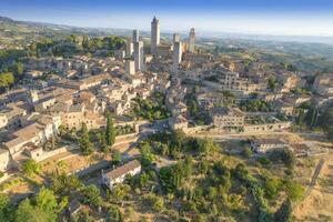 Aerial view of the town of San Gimignano Tuscany Italy photo