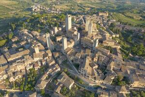 Aerial view of the town of San Gimignano Tuscany Italy photo