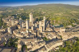 Aerial view of the town of San Gimignano Tuscany Italy photo