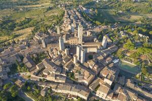 Aerial view of the town of San Gimignano Tuscany Italy photo