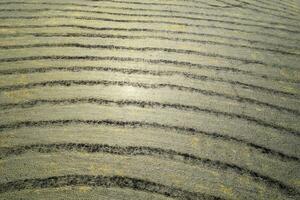 Aerial view of the signs of drought in the fields of Tuscany Italy photo