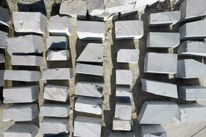 Aerial view of a deposit of marble blocks photo