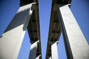 Motorways on reinforced concrete pylons photo