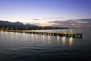 Night aerial view of the pier of Forte dei Marmi Tuscany Italy photo