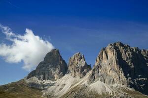 The mountain range of the Dolomites seen on the Sasso Lungo photo