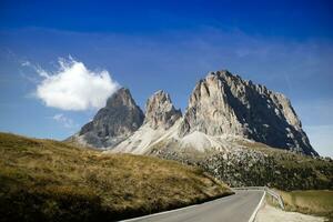 The mountain range of the Dolomites seen on the Sasso Lungo photo