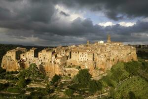Aerial view of village of Pitigliano Tuscany Italy photo