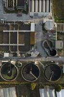 Aerial documentation of city water purification plants photo