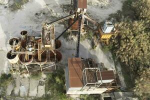 Aerial view of an old abandoned cement factory photo