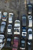 Aerial view of a small car demolition park photo